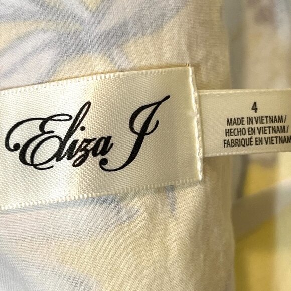 Eliza J Floral Dress Ruffle Midi Yellow Blue High Low Halter 4 - Picture 13 of 15